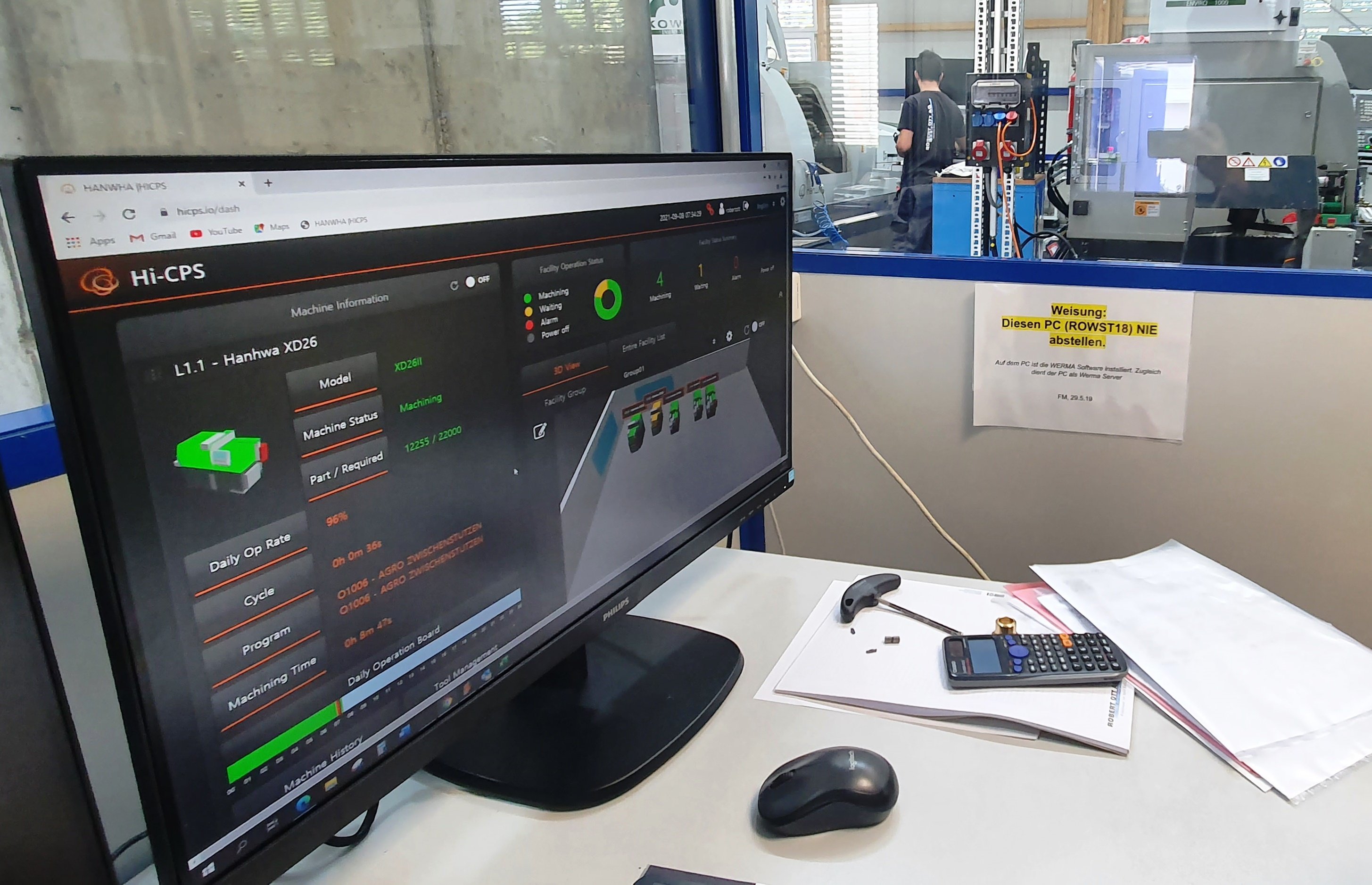 Vzdálený monitoring všech strojů ve výrobě. Systém Hanwha Hi-CPS Vzdálený monitoring všech strojů ve výrobě. Systém Hanwha Hi-CPS